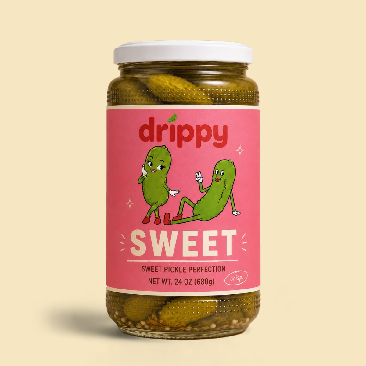 DOLLY sweet pickles with honey in a 680 g drippy jar