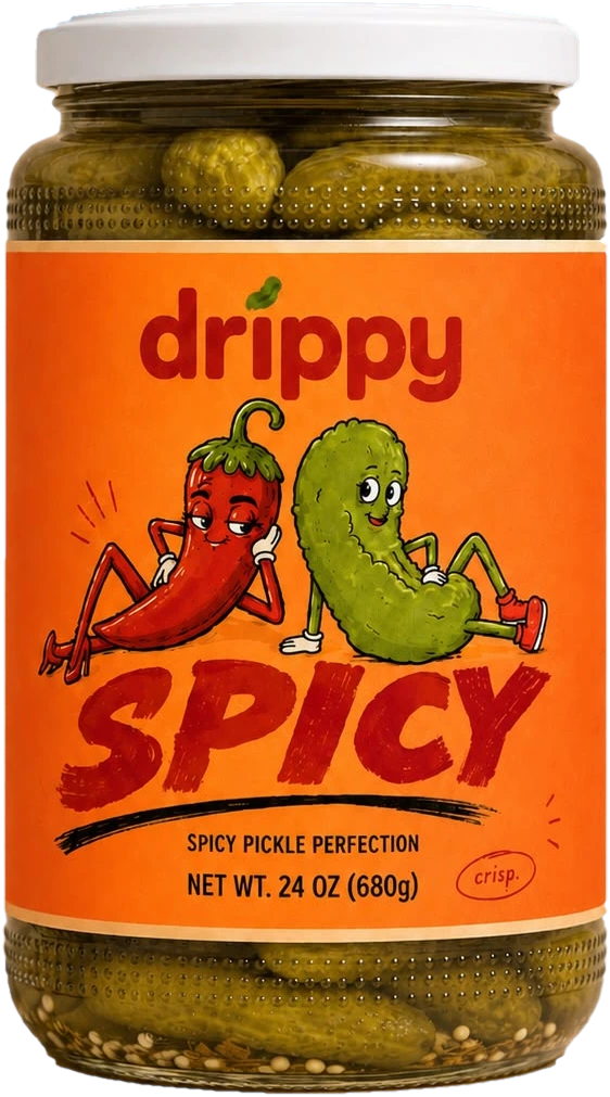 A jar of drippy SPICY pickles, 680 g